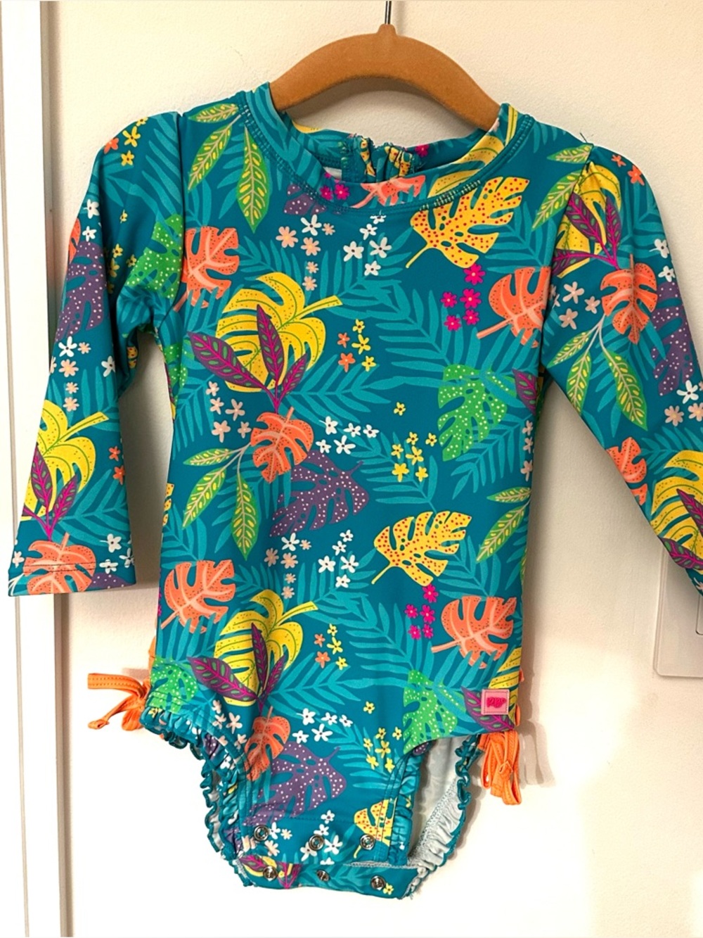 Ruffle Butts Baby Girls' Long Sleeve Rash Guard Swimsuit